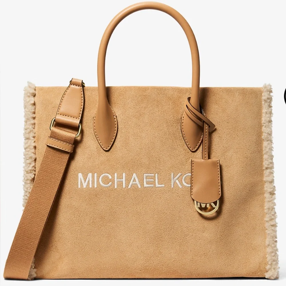 MICHAEL KORS 
Mirella Medium Suede and Faux Shearling Tote Bag - Picture 5 of 16